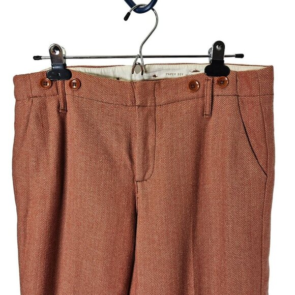 Paper‎ Boy Women's Wool Blend Tweed Herringbone Trousers Pants Orange Size 12 - Picture 8 of 14